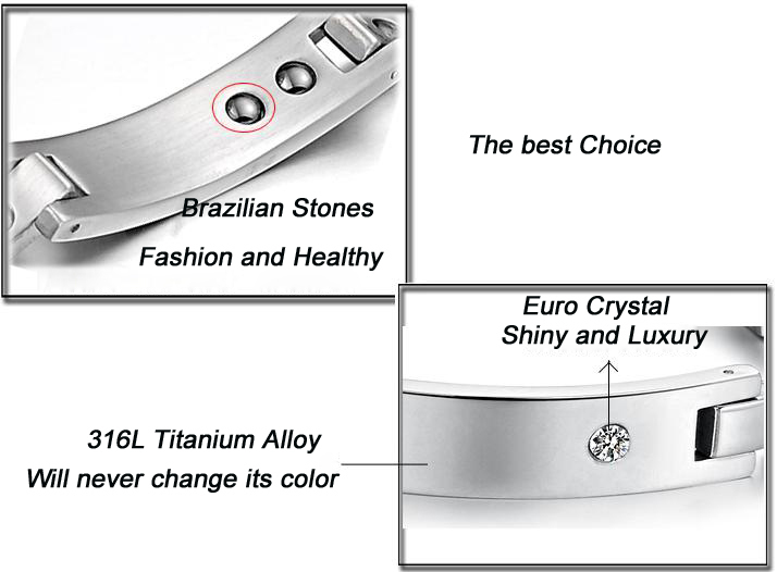 Titanium Steel Men Germanium Stones Energy Bracelets Power Balance