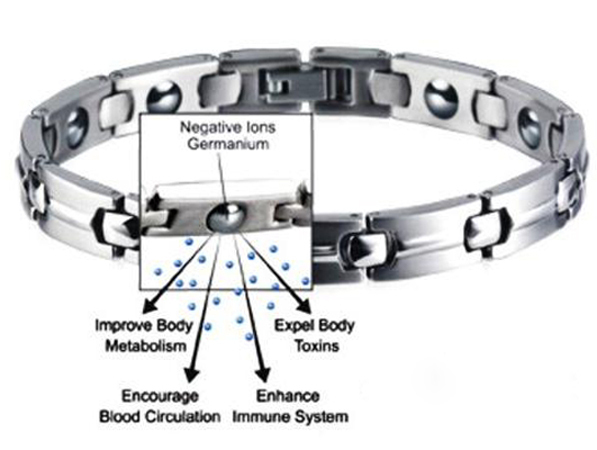 Titanium Steel Men Germanium Stones Energy Bracelets Power Balance