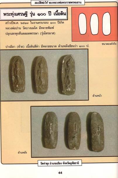 พระทุ่งเศรษฐี รุ่น ๑๐๐ ปี เนื้อดิน สร้างปี 2518 ปางลีลาซ้าย หลวงพ่อฤาษีลิงดำ ปลุกเสก