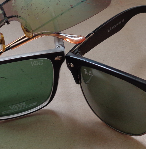 แว่นกันแดด Ray Ban สีดำ เลนส์สีชา ขาลายกระ ของใหม่ครับ + พิเศษของแถม