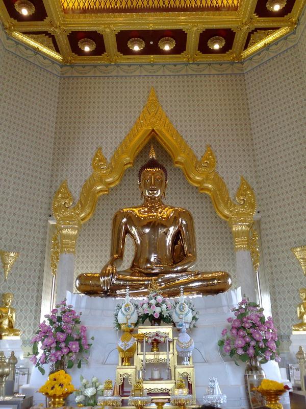 เหรียญพระพุทธมหาสุวรรณปฏิมากร(หลวงพ่อทองคำ) หลังนารายณ์ทรงครุฑ เนื้อทองแดง เจ้าคุณธงชัย วัดไตรมิตร