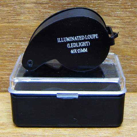 กล้องส่องพระ(สีดำ) ILLUMINATED LOUPE (LEDLIGHT) 40x25 MM. พร้อมไฟส่องสว่าง Led เพิ่ม ความ คม ชัด ลึก