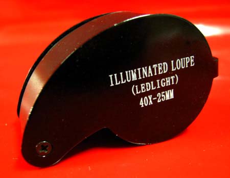 กล้องส่องพระแบบมีไฟ ILLUMINATEDLOUPE LEDLIGHTขนาด40x-25m.mแบบมีไฟ LED สว่างเพิ่ม ความ คม