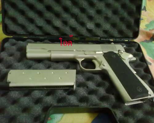 ปืนสั้น ระบบ อัดแก๊สของจีน Tercel'M1911(สีเงิน)สวยสุดๆ+เหล็กทั้งตัว full-metal/military/version.g