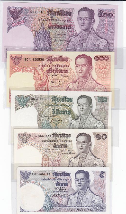 วัดใจ 1000฿.-ธนบัตร แบบ 11 ครบชุด 5-10-20-100-500 ไม่ผ่านการใช้ หายากน่าสะสม