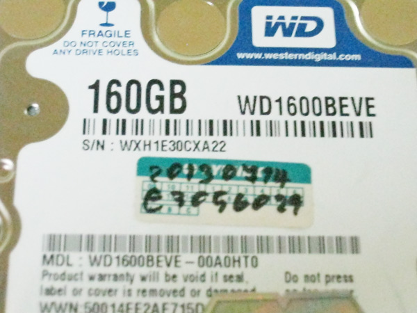 HDD Notebook IDE 160GB  Westurn มีประกัน เคาะเดียว แดง