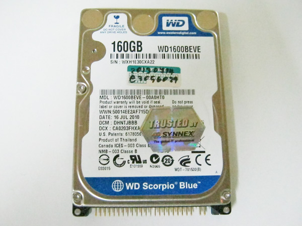 HDD Notebook IDE 160GB  Westurn มีประกัน เคาะเดียว แดง