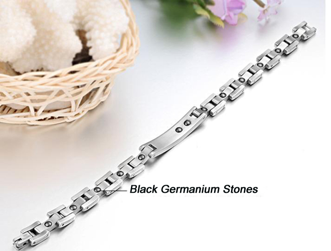 เลสTitanium Steel Men Germanium Stones Energy Bracelets Power Balance