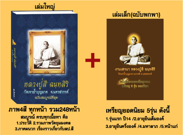 หนังสือ หลวงปู่สี ฉบับสมบูรณ์+หนังสือแยกแบบแม่พิมพ์เหรียญยอดนิยม5รุ่น