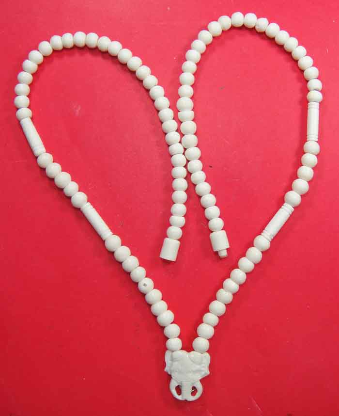 สร้อยลูกประคำกระดูกช้าง สำหรับแขวนพระ ยาว 26 นิ้ว สวยจี๊ดๆๆ ( Elephant Bone Buddhist Prayer Beads Ma