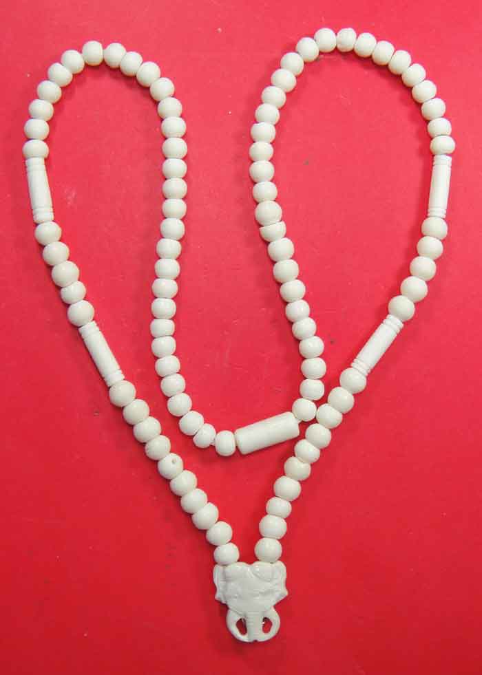 สร้อยลูกประคำกระดูกช้าง สำหรับแขวนพระ ยาว 26 นิ้ว สวยจี๊ดๆๆ ( Elephant Bone Buddhist Prayer Beads Ma