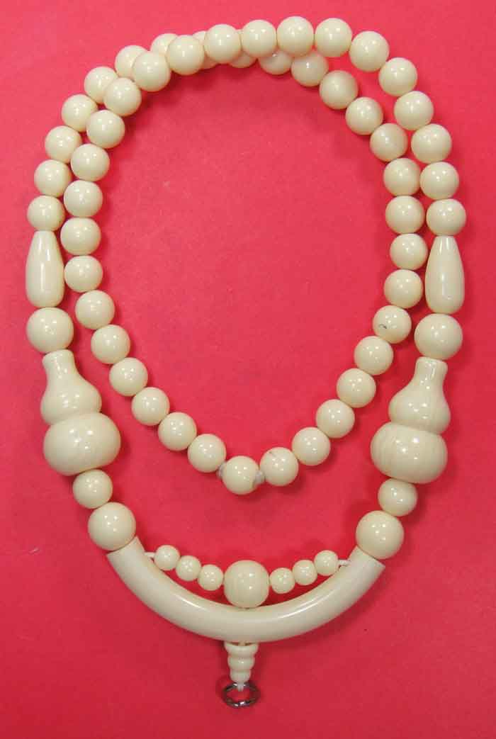 สร้อยลูกประคำกระดูกช้าง ( Elephant Bone Buddhist Prayer Beads Mala Necklace)