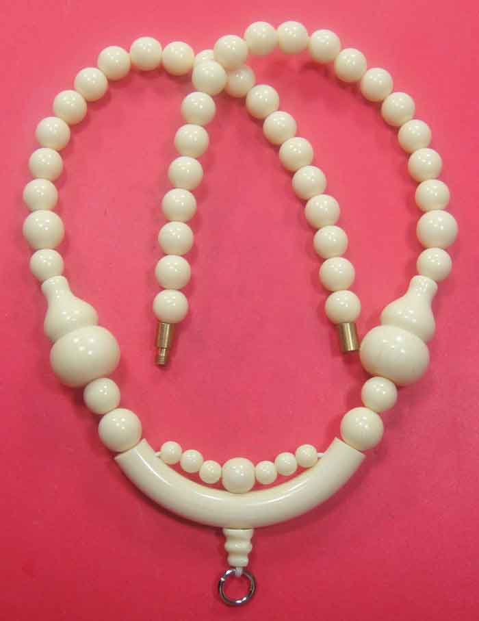 สร้อยลูกประคำ กระดูกช้างสุภาพบุรุษ/สุภาพสตรี ( Elephant Bone Buddhist Pray er Beads Mala Necklace)