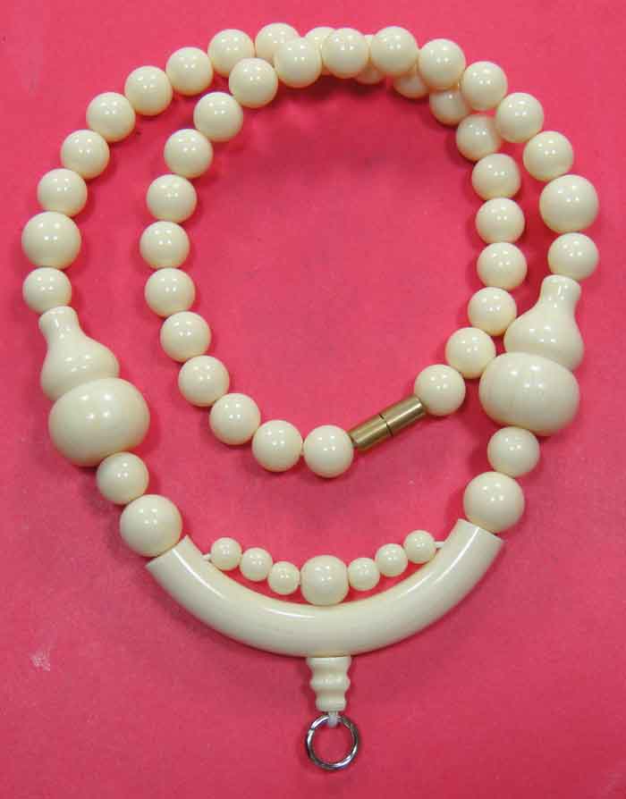 สร้อยลูกประคำ กระดูกช้างสุภาพบุรุษ/สุภาพสตรี ( Elephant Bone Buddhist Pray er Beads Mala Necklace)