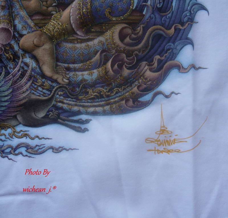 เสื้อยืดขาว ลายพระพิคเนศ Size L ที่ระลึก จากหอศิลป์ วัดร่องขุ่น จ.เชียงราย สวยงามจะสะสมหรือสวมใส่ ก้