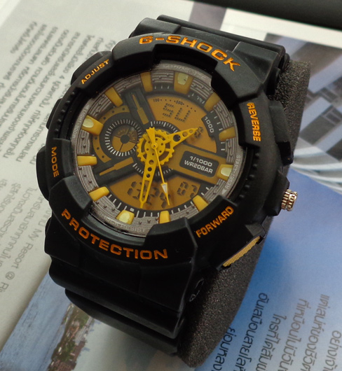 นาฬิกา G-SHOCK เรือนดำ หน้าปัดเหลือง 2ระบบ มัลติฟังก์ชั่น สวยมาก