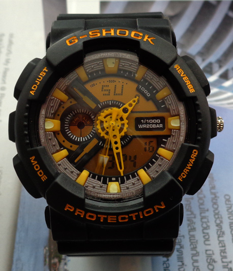 นาฬิกา G-SHOCK เรือนดำ หน้าปัดเหลือง 2ระบบ มัลติฟังก์ชั่น สวยมาก