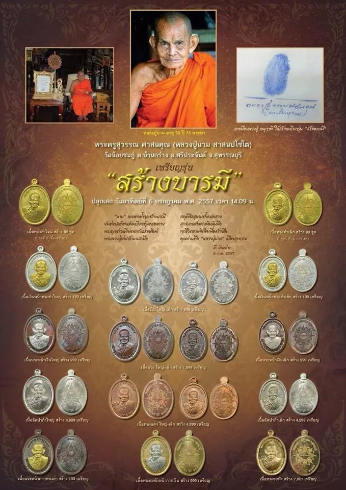 (เคาะเดียว) เหรียญรุ่น"สร้างบารมี 57" อัลปาก้า ใหญ่ no.4269 หลวงปู่นาม วัดน้อยชมภู่