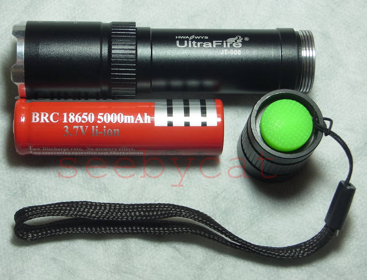 ไฟฉาย UltraFire 12W พร้อมแบตเตอรี่ 18650 ความจุ 5000 mAh