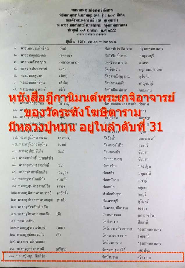 พระสมเด็จพิมพ์พระประธาน วัดระฆังโฆสิตาราม กทม. รุ่น ๒๑๔ ปีเกิดฯ พ.ศ.๒๕๔๕ พร้อมกล่องเดิม พิธีพุทธาภิเ