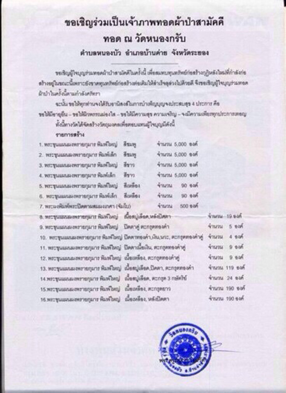 ขุนแผนผ้าป่า ปี 46 หลวงพ่อสาคร วัดหนองกรับ เนื้อขาว พิมพ์เล็ก ตะกรุดทองแดง