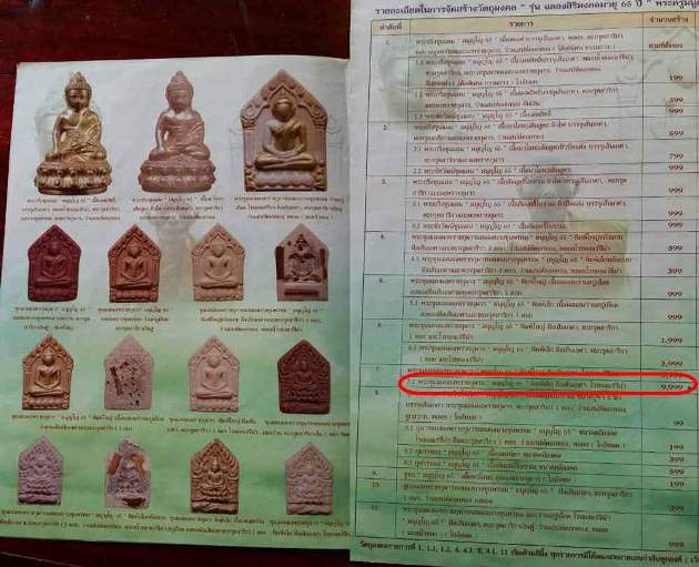 ขุนแผนมนุญโญ65 ปี2545 ฉลองสิริมงคลมายุ65ปี พิมพ์เล็ก ฝังเส้นเกศา โรยผงแร่จีนา หมายเลข9059