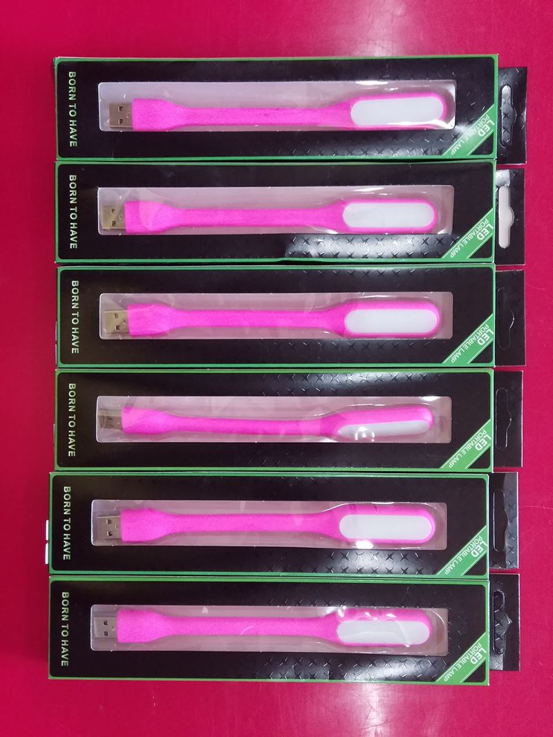 โล็ะสต็อกถูกๆ เคาะเดียว (180บาท) LED แบบพกพา USB - สีชมพู่ (ชุด 6 แพค)