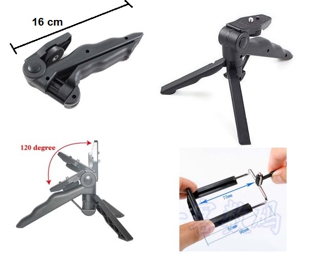 ขาตั้งกล้อง 3 ขาแบบพกพา พร้อมตัวต่อสำหรับใช้กับมือถือ+กล้องถ่ายภาพ และ แผ่นใส่อะคริลิควางถ่ายภาพพร้อ