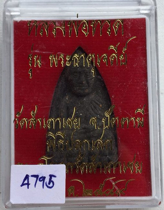 เนื้อว่านพิมพ์เตารีด หลังเจดีย์ทองแดง รุ่นพระธาตุเจดีย์ ปี 2549  ลพ.ทอง วัดสำเภาเชย 