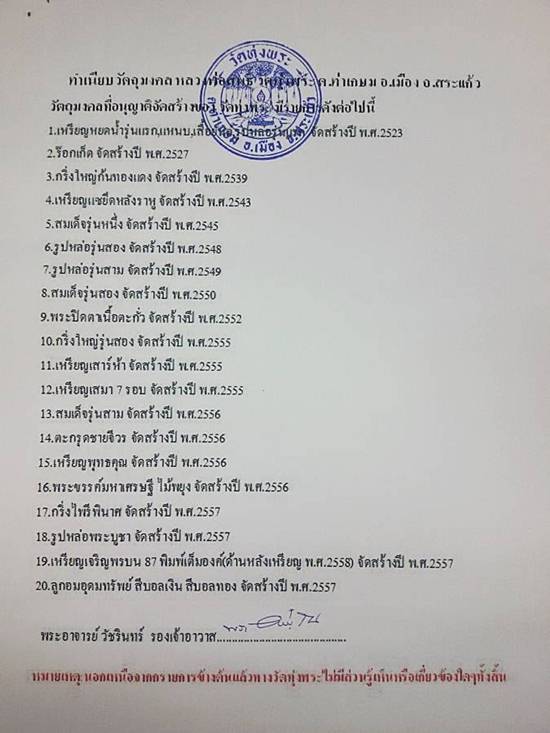 เหรียญเสาร์ห้า หลวงพ่อสนธิ์ วัดทุ่งพระ จ.สระแก้ว ปี 55 ทางวัดจัดสร้างเอง