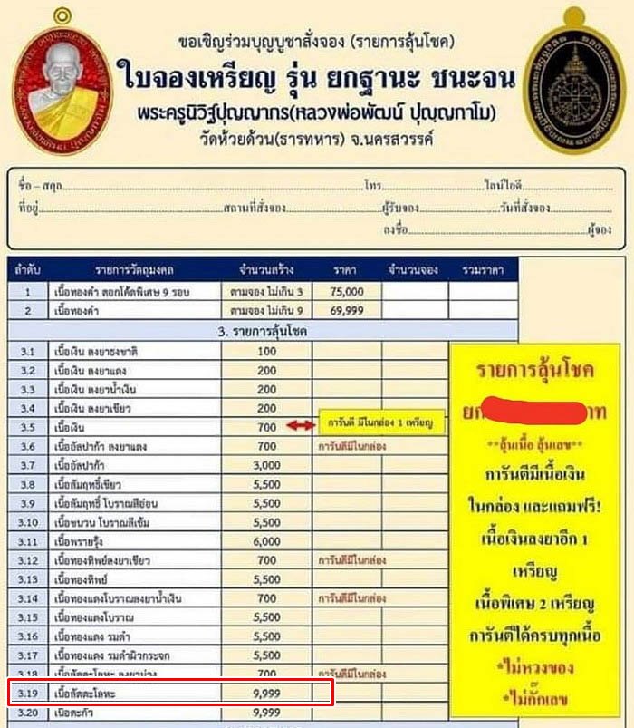 เหรียญหลวงพ่อพัฒน์ วัดห้วยด้วน รุ่นยกฐานะชนะจน ปี63 เนื้อสัตตะโลหะ 