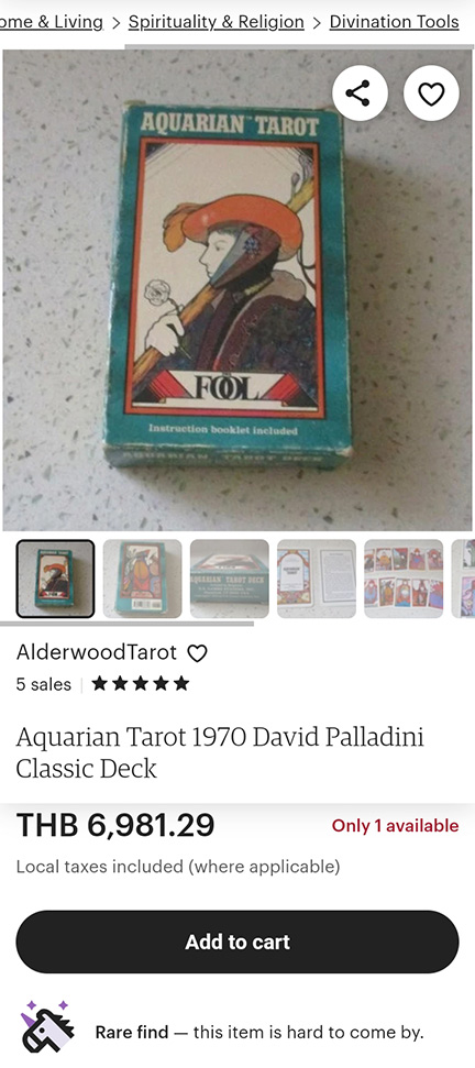 ไพ่ยิปซี Aquarian Tarot 1970 Edition หายากมากเวอร์ชั่นนี้ ได้รับการยอมรับว่าสวยติดTop10