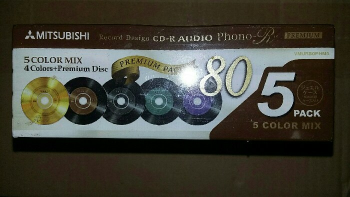 แผ่น CD-R AUDIO PHONO-R  MITSUBISHI PACK 5 แผ่น 5 สี เกรด PRIMIUM 1 PACK