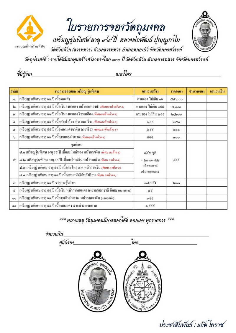 1-224 รุ่นพิเศษ อายุ 99 ปี หลวงพ่อพัฒน์ ปุญฺญกาโม วัดห้วยด้วน จ.นครสวรรค์ ปี 2563 หมายเลข 2437