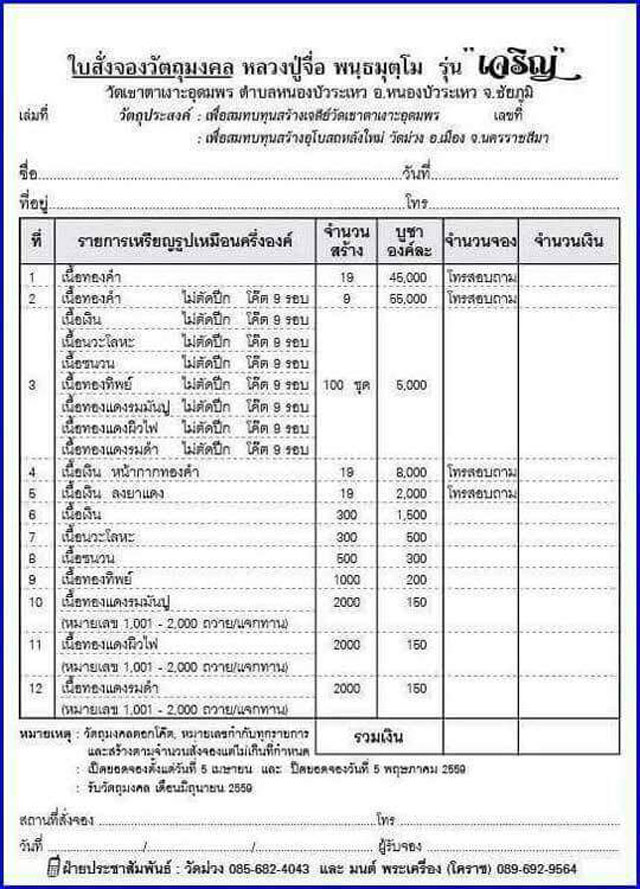 หลวงปู่จื่อ พันธมุโต วัดเขาตาเงาะอุดมพร ชัยภูมิ เนื้อชนวน รุ่น เจริญ ปี 2559 พร้อมกล่องเดิม