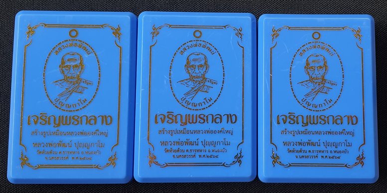 เหรียญเจริญพรกลาง ปล้องอ้อย หลวงพ่อพัฒน์ วัดห้วยด้วน จ.นครสวรรค์ เนื้อปีกเครื่องบิน จำนวน ๓ องค์ 