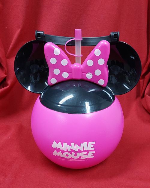 (ปิด69-) กระติกน้ำสีชมพู Minnie Mouse กว้าง6xสูง9.5นิ้ว (สภาพไม่ได้ใช้)