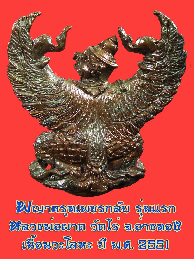 (6) พญาครุฑ รุ่น 1 (เนื้อนวโลหะ) หลวงปู่ผาด วัดไร่ อ่างทอง พ.ศ.2551 - 2