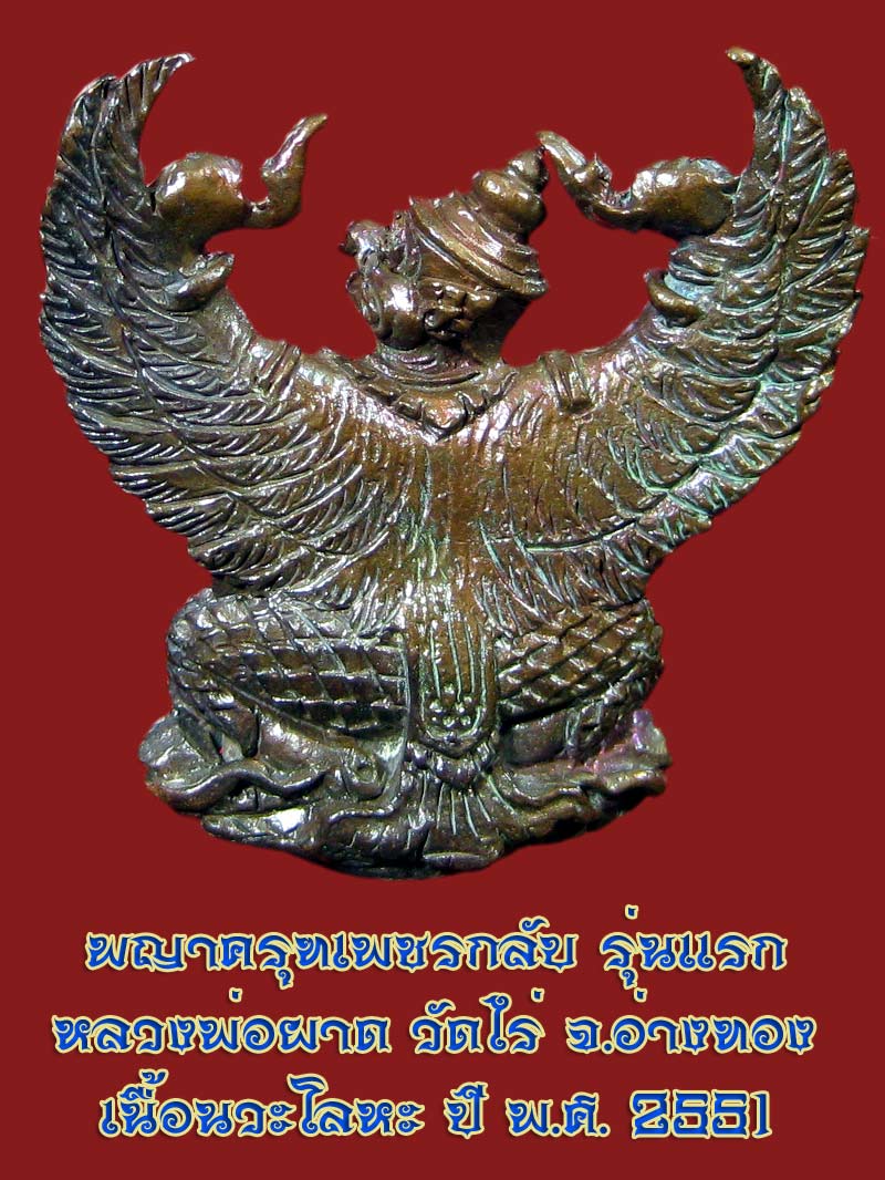 (12) พญาครุฑ รุ่น 1 (เนื้อนวโลหะ) หลวงปู่ผาด วัดไร่ อ่างทอง พ.ศ.2551 - 2