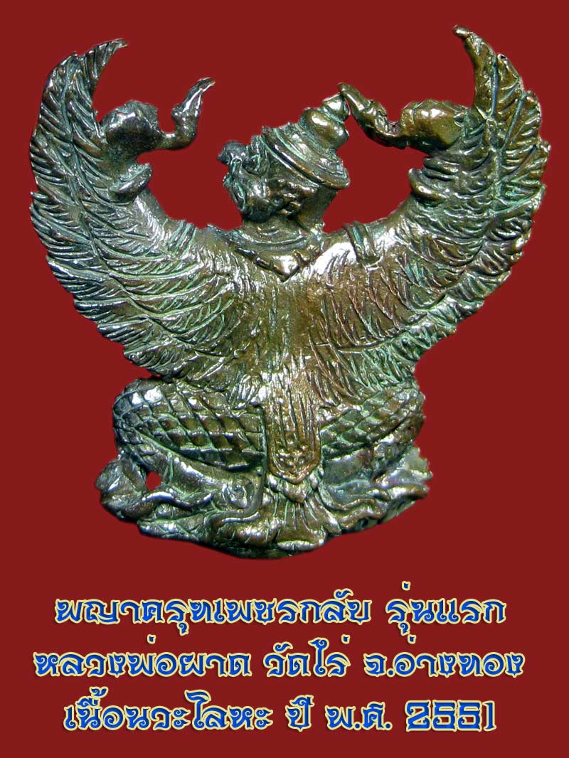 (9) พญาครุฑ รุ่น 1 (เนื้อนวโลหะ) หลวงปู่ผาด วัดไร่ อ่างทอง พ.ศ.2551 - 2