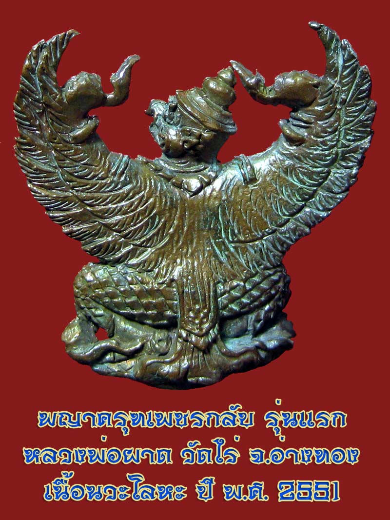 (16) พญาครุฑ รุ่น 1 (เนื้อนวโลหะ) หลวงปู่ผาด วัดไร่ อ่างทอง พ.ศ.2551 - 2