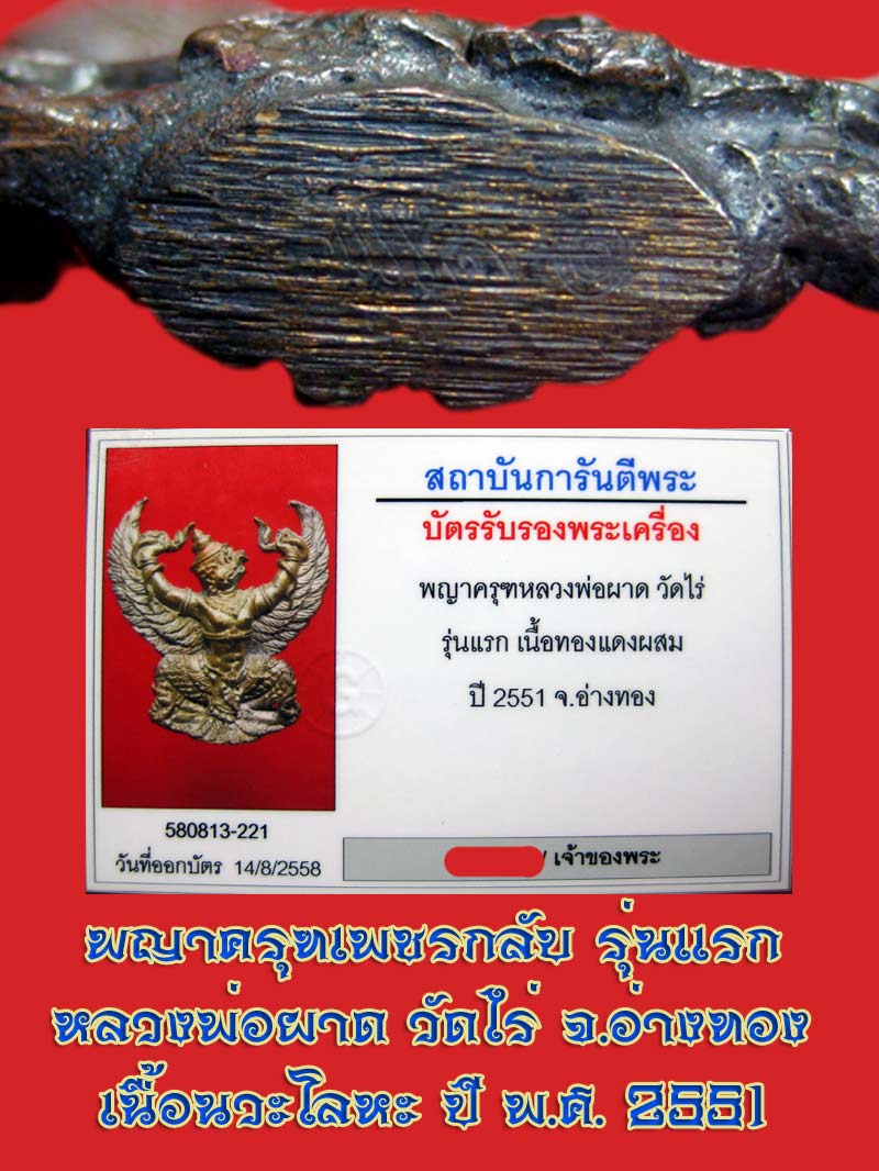 (29) พญาครุฑ รุ่น 1 (เนื้อนวโลหะ) หลวงปู่ผาด วัดไร่ อ่างทอง พ.ศ.2551 - 5