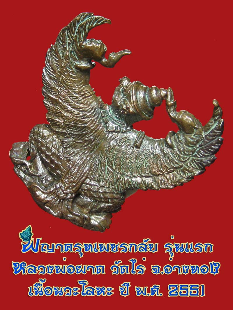 (35) พญาครุฑ รุ่น 1 (เนื้อนวโลหะ) หลวงปู่ผาด วัดไร่ อ่างทอง พ.ศ.2551 - 4