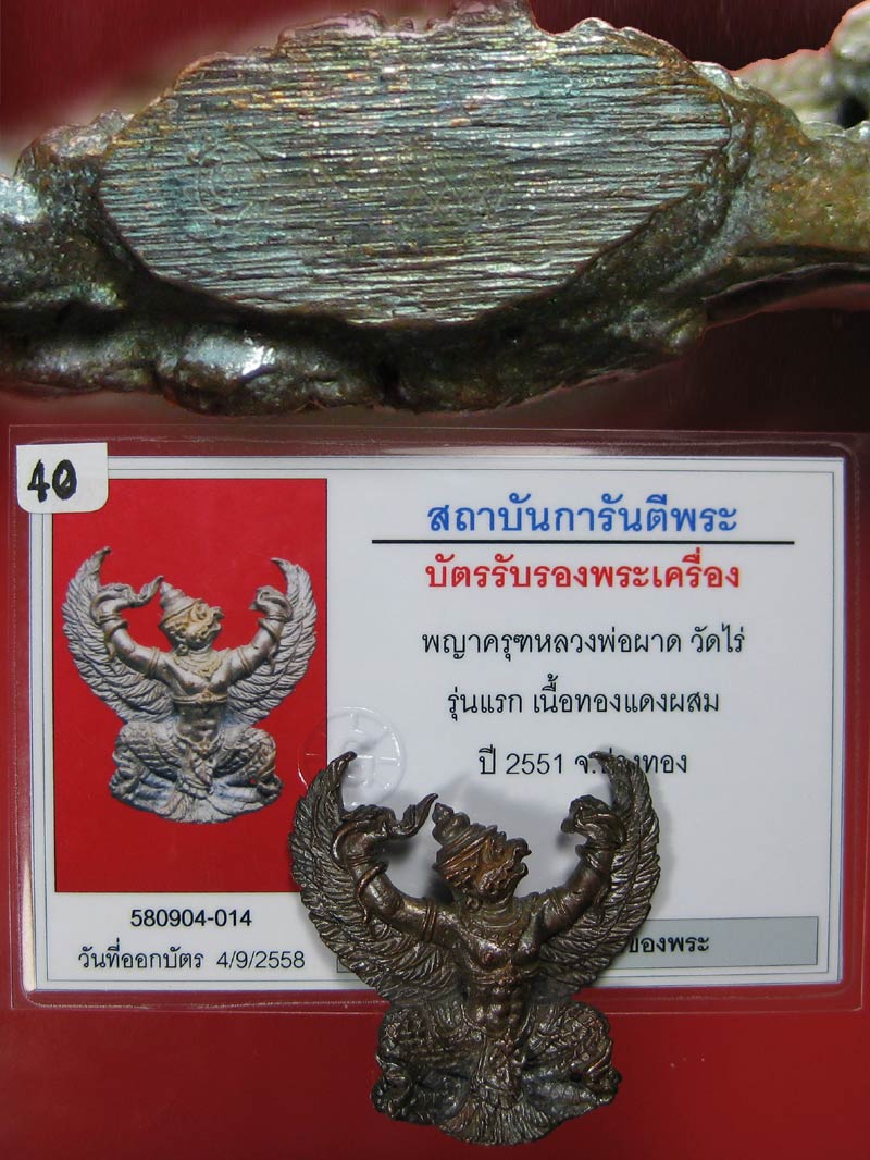 (40) พญาครุฑ รุ่น 1 (เนื้อนวโลหะ) หลวงปู่ผาด วัดไร่ อ่างทอง พ.ศ.2551 - 5