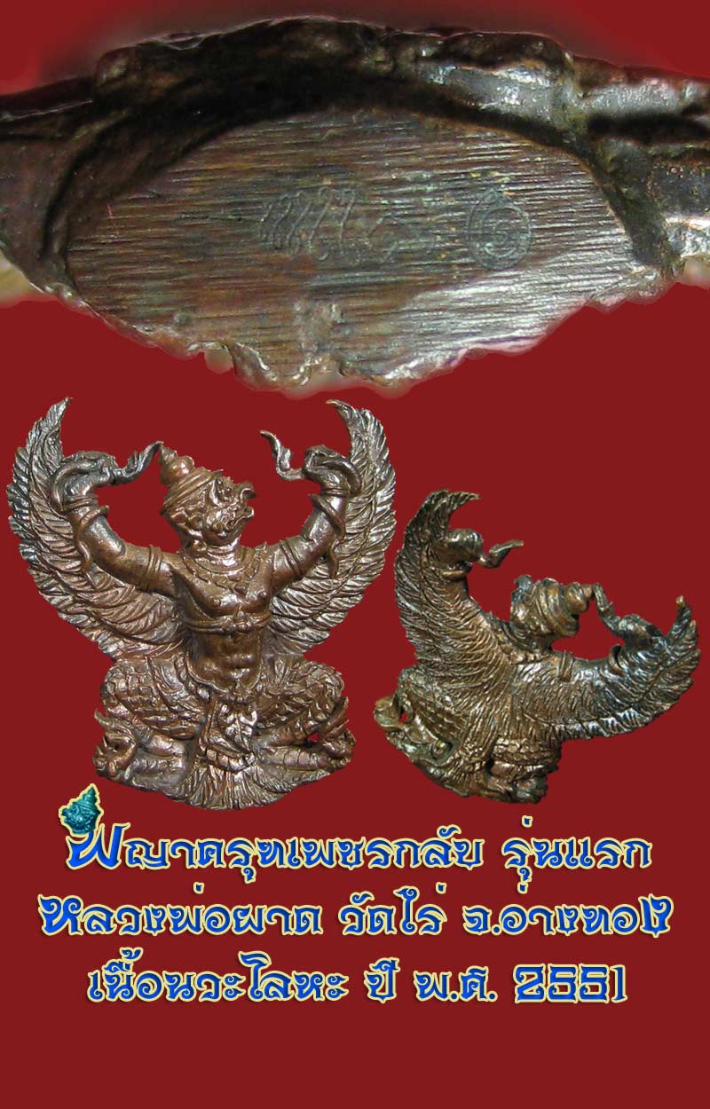 (24) พญาครุฑ รุ่น 1 (เนื้อนวโลหะ) หลวงปู่ผาด วัดไร่ อ่างทอง พ.ศ.2551 - 5