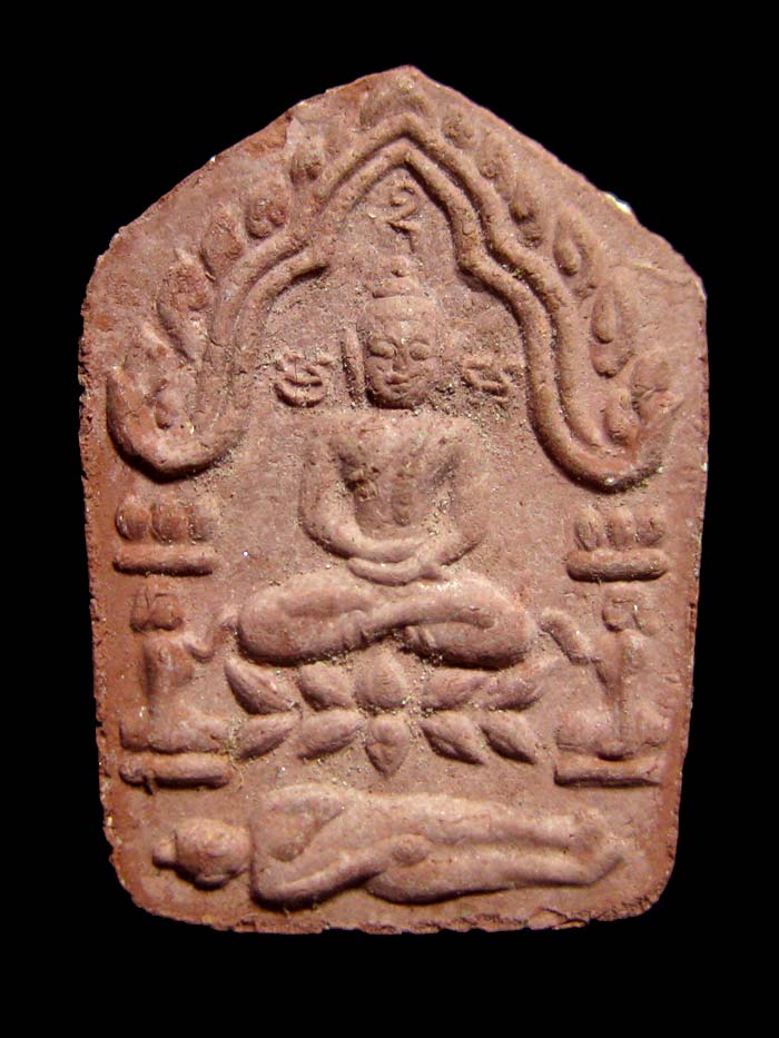 (10) พระขุนแผนผงพรายกุมารรุ่นสากหัก พิมพ์เล็ก เนื้อแดง พร้อมบัตรรับรอง - 1