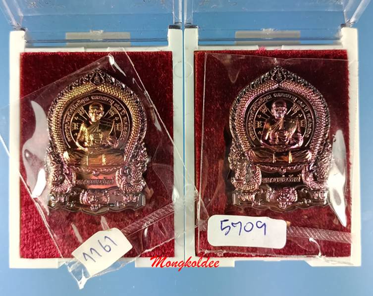 เหรียญเสือคาบดาบ หลวงพ่อรัตน์ วัดป่าหวาย จ.ระยอง เนื้อทองแดงมันปู No.1161 และุ No.5709 สภาพสวย - 1