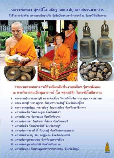 เหรียญนั่งพานรุ่นแรก หลวงพ่อทอง วัดพระพุทธบาทเขายายหอม รุ่นระฆังทอง เนื้อทองแดงรมดำ เลขสวย 1379  - 4