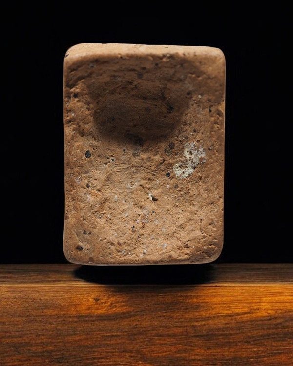 พระเนื้อดิน พิมพ์สมาธิ ประภามณฑล หลังกดรอยนิ้วมือจม เป็นพระเก่าที่สร้างล้อพิมพ์หลวงพ่อขัน ไม่ทราบ - 2