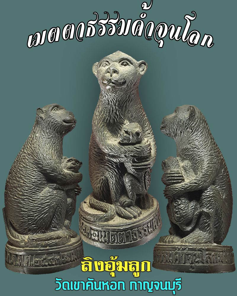 ลิงอุ้มลูกวัดเขาคันหอก กาญจนบุรี - 1